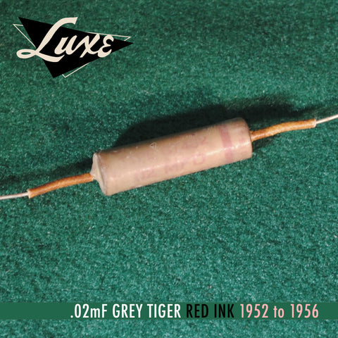 1952-1956 Grey Tiger: Single Wax Impregnated .02mF Capacitor (Red Ink)