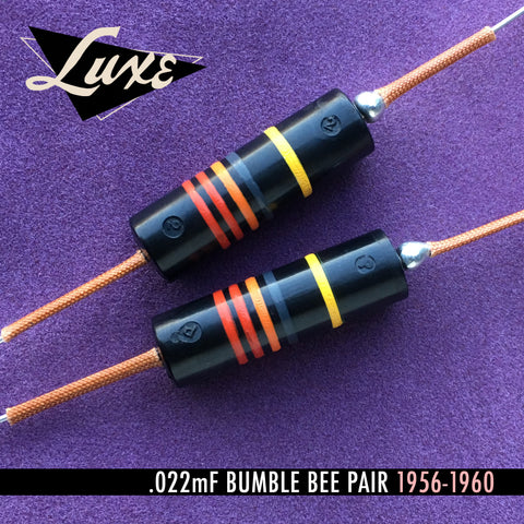 1956-1960 Matched Pair of Luxe Oil-Filled .022mF Bumblebee Capacitors